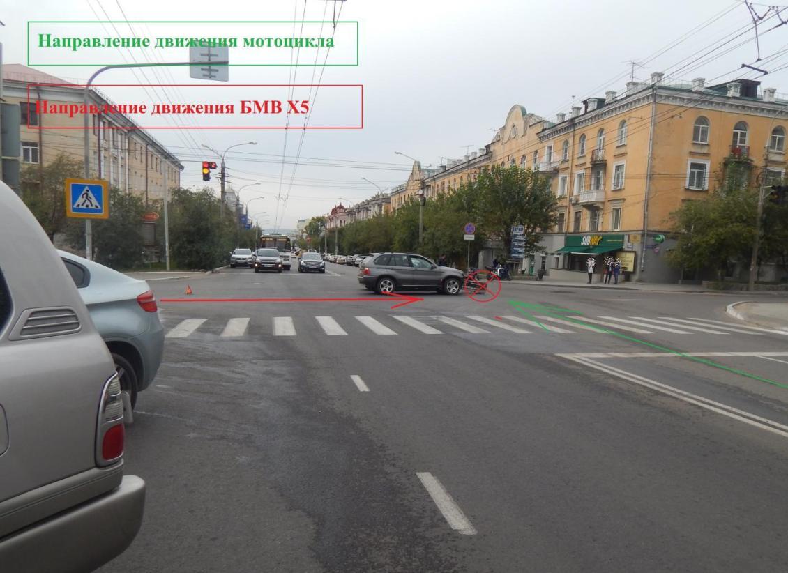 Водитель BMW X5 сбил мотоциклиста на Suzuki bandit в Чите
