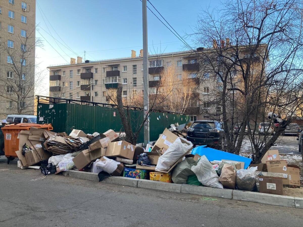 В центре Читы несколько месяцев не могут убрать свалку