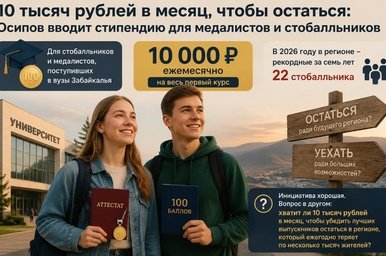 10 тысяч рублей в месяц, чтобы остаться: Осипов вводит стипендию для медалистов и стобалльников