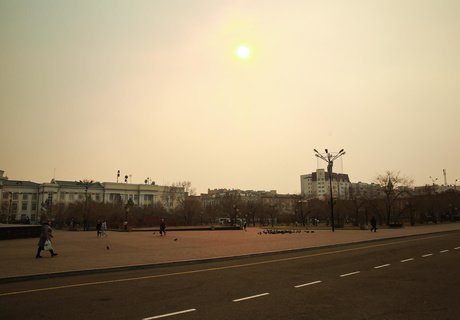 Чита в дыму лесных пожаров