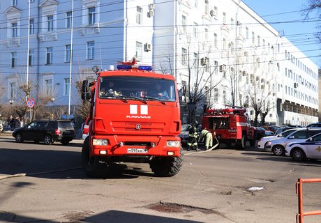 Масштабные пожарно-тактические учения в штабе армии в Чите
