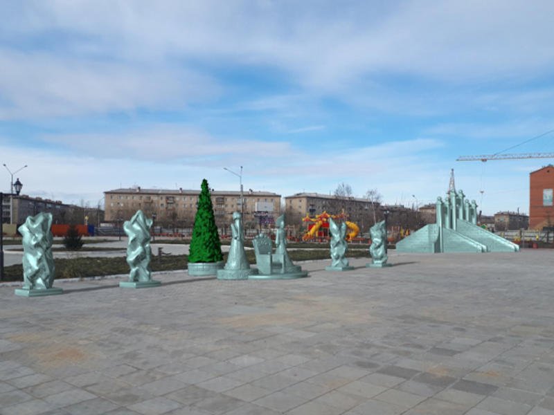 Ледовую горку, скульптуры и фотозону возведут на площади Труда в Чите