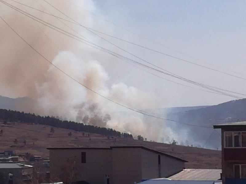 24 пожарных тушили пожар на Батарейной сопке в Чите