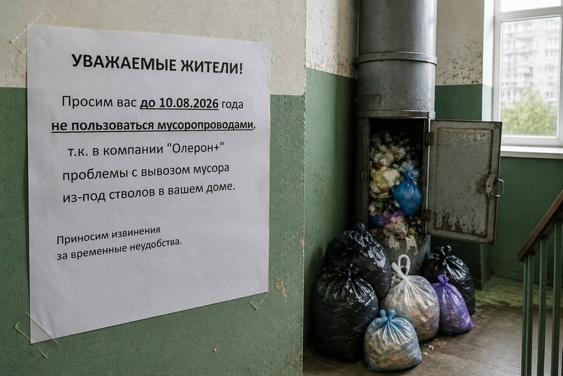 «Олерон+» запретил жителям 1-го микрорайона пользоваться мусоропроводом