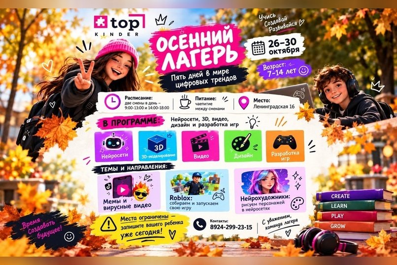 Осенние каникулы детей без скуки и «залипания» в телефоне: лагерь «ТОР KINDER» открывает набор