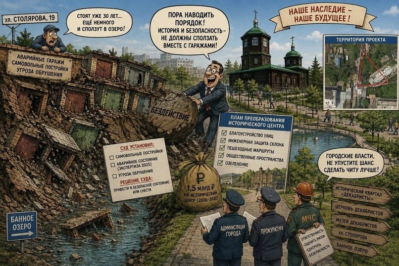 Гаражи на пути к истории. Что будет с разваливающимся склоном между Столярова и Банным озером?