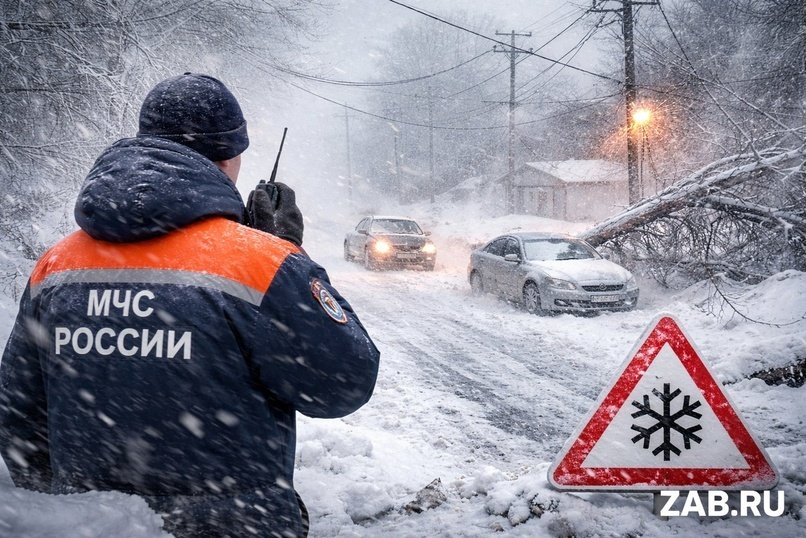 Снежный шторм надвигается на Забайкалье