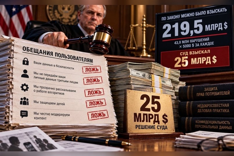 Meta* заплатит 25 млрд долларов за обман пользователей, хотя закон позволял взыскать 219 млрд