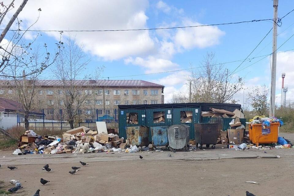 Мусор заполонил улицу в районе ГРЭСа