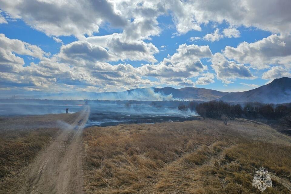 Первый пожар сухой травы в 2025 году произошел в Забайкалье
