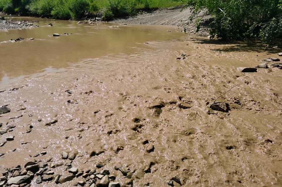 Река Чёрный Урюм в Могочинском районе превратилась в поток глины