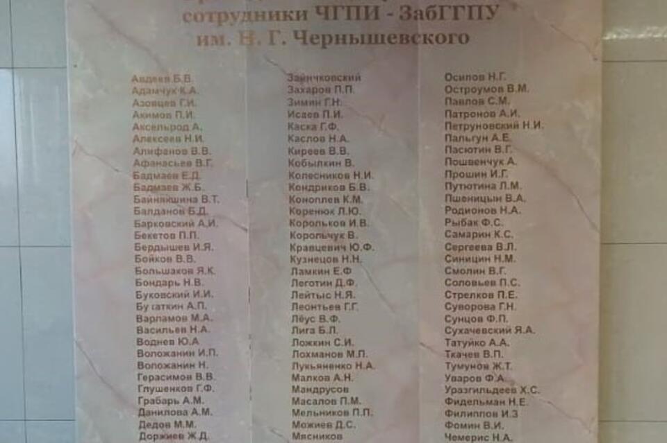 Ректор ЗабГУ выступила за сохранение мемориальной доски с именами участников ВОВ