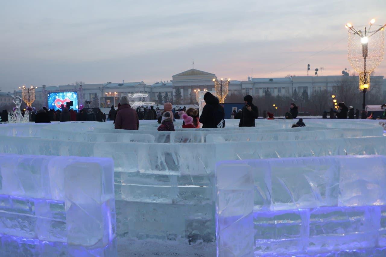 Площадь Ленина Новосибирск ледяной городок 2021