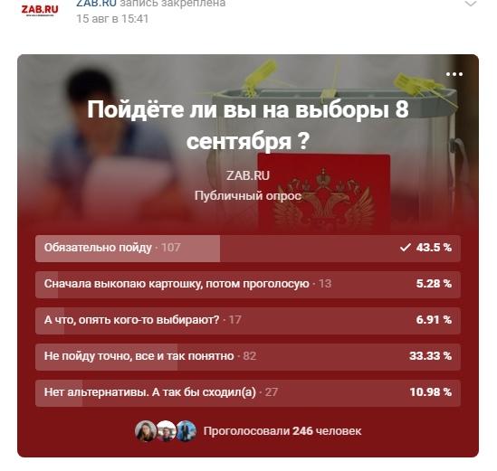 Большинство опрошенных забайкальцев пойдут на выборы 8 сентября – опрос ZAB.RU